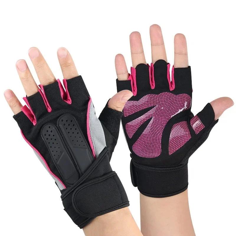 

Lengthened half finger wrist guard outdoor cycling fitness weightlifting equipment training anti slip sports gloves