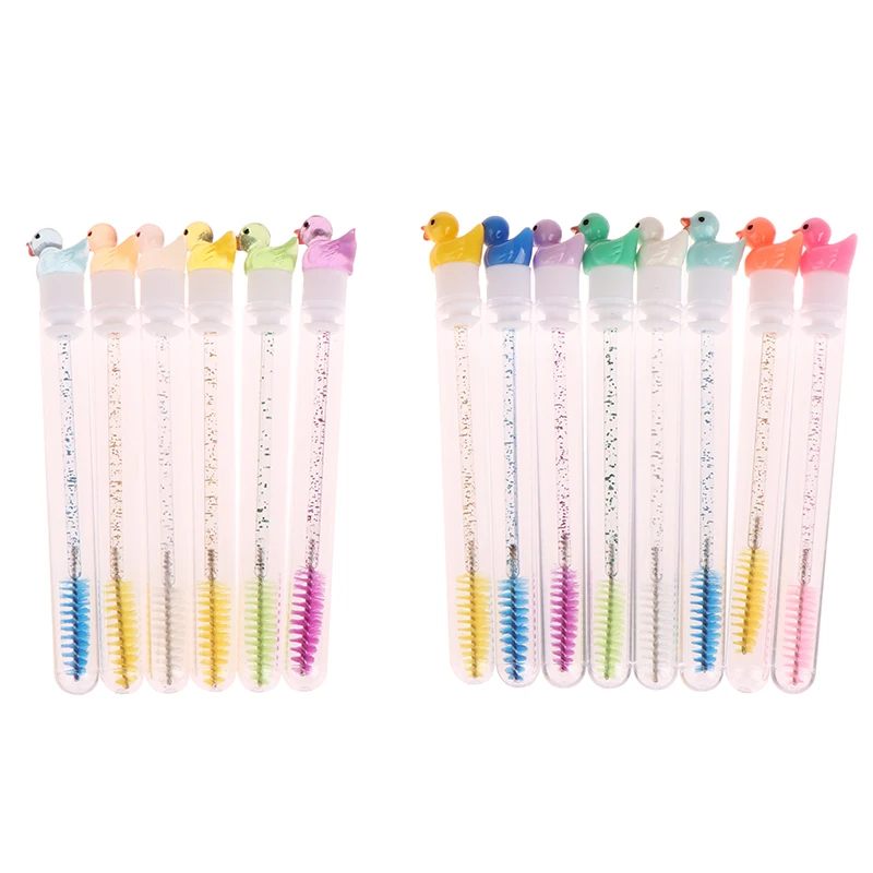 1 Stück wieder verwendbare Tube Wimpern bürste Augenbrauen bürste niedlichen Ente Design Kristalls tab staub dicht Wimpern verlängerung Werkzeug Wimpern Mascara Zauberstab – Detail 7