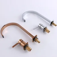 ก๊อกน้ำห้องน้ำ KEMAIDI สีโรสโกลด์ ก๊อกน้ำแบบก้านโยกเดี่ยว น้ำร้อนน้ำเย็นแยกกัน แบบน้ำตก สำหรับอ่างล้างหน้าและอ่างอาบน้ำ ก๊อกผสมทองเหลือง 5