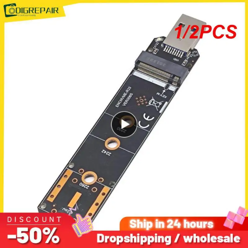 

1/2PCS USB Adapter M.2 NVMe to USB 3.1 SSD Adapter 10Gbps USB3.1 Gen 2 RTL9210 Chips For M Key M2 NVMe 2230 2242 2260 2280 M.2