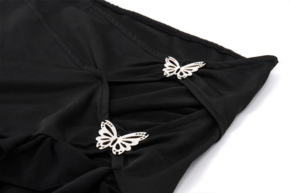 Side Hollow Out Skirt Suits Women Butterfly Mesh Mini Skirts And See Through Bodycon Bodysuit 2 Piece Sets For Ladies