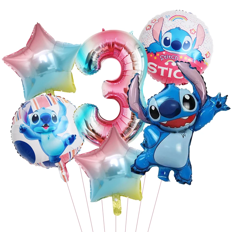 Disney Blue Pink Lilo & Stitch Shaped Foil Balloons 32" Number Balloons Set Kids Birthday Party Decorations Baby Shower Toy Gift - Image 4