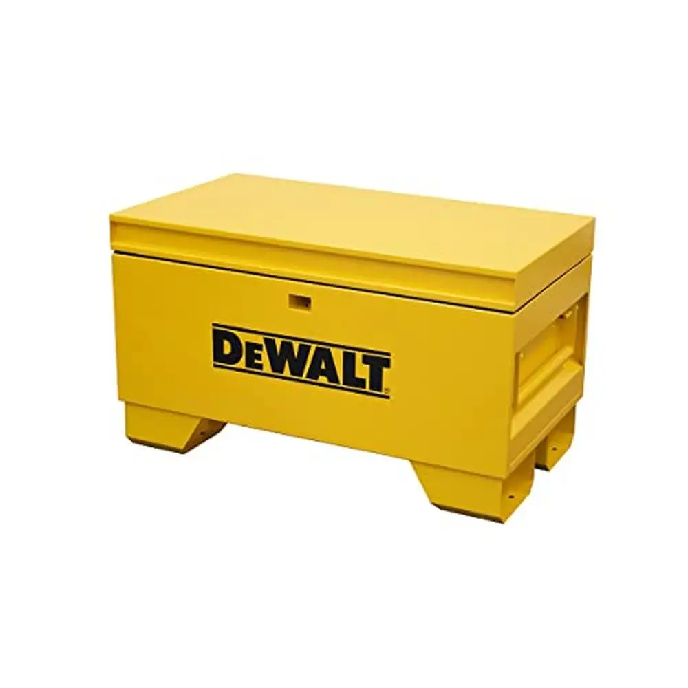 32" Steel Jobsite Box with Lid Support Weather Resistance Security Locks and Forklift Rails Durable and Convenient Storage 4