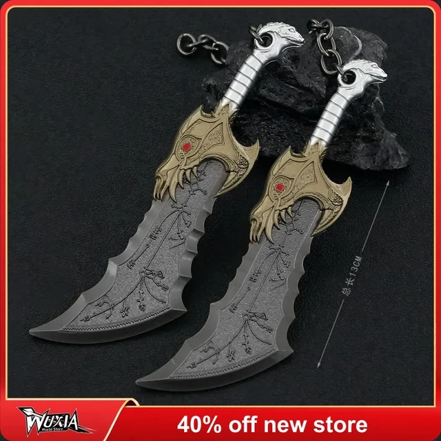 Fashion God of War Kratos Sword Blade of Olympus Keychain Toy Dolls Weapon  Keychain Kratos Blades