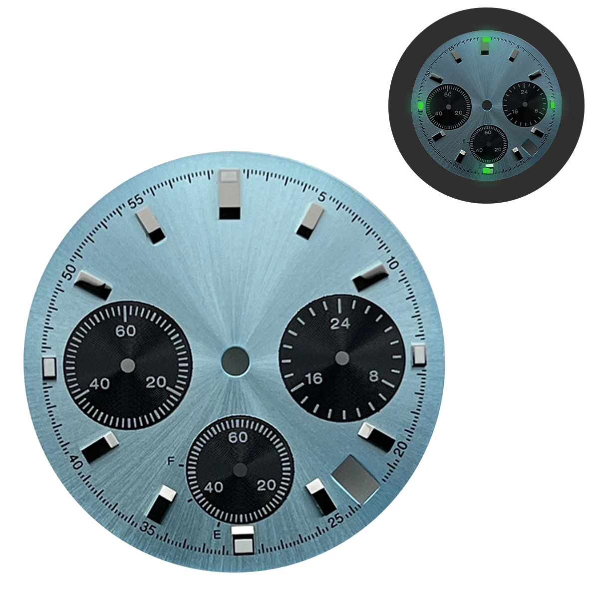 Luminous Sunray Chronograph Watch Dial with 6 Hands
