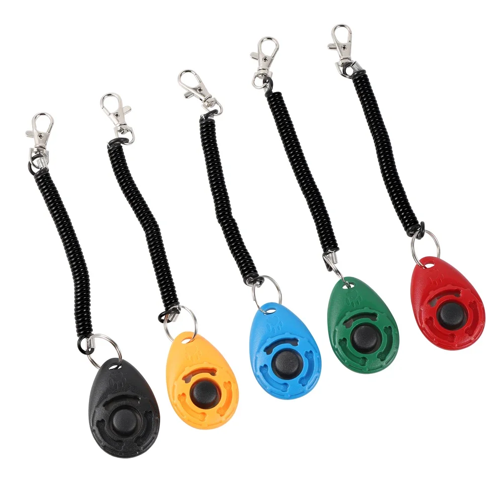 Pet Products Pet Cat Dog Training Clicker Plastic New Dogs Click Trainer Aid Adjustable Wrist Strap Sound Key Chain Dog Repeller