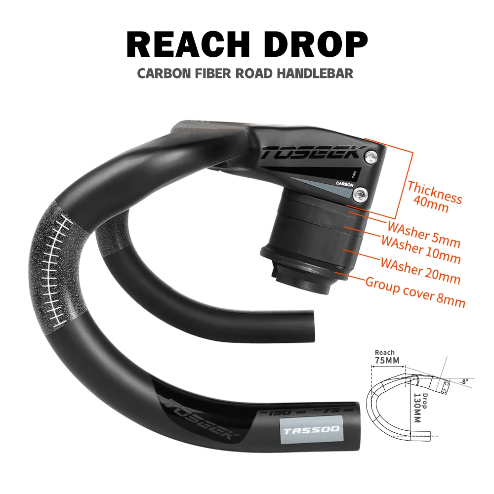 TOSEEK Carbon-Lenker Rennrad-Carbonlenker T700 Integrierter Carbonlenker Di2 Fahrradzubehör Carbon-Dropbar – Detail 8
