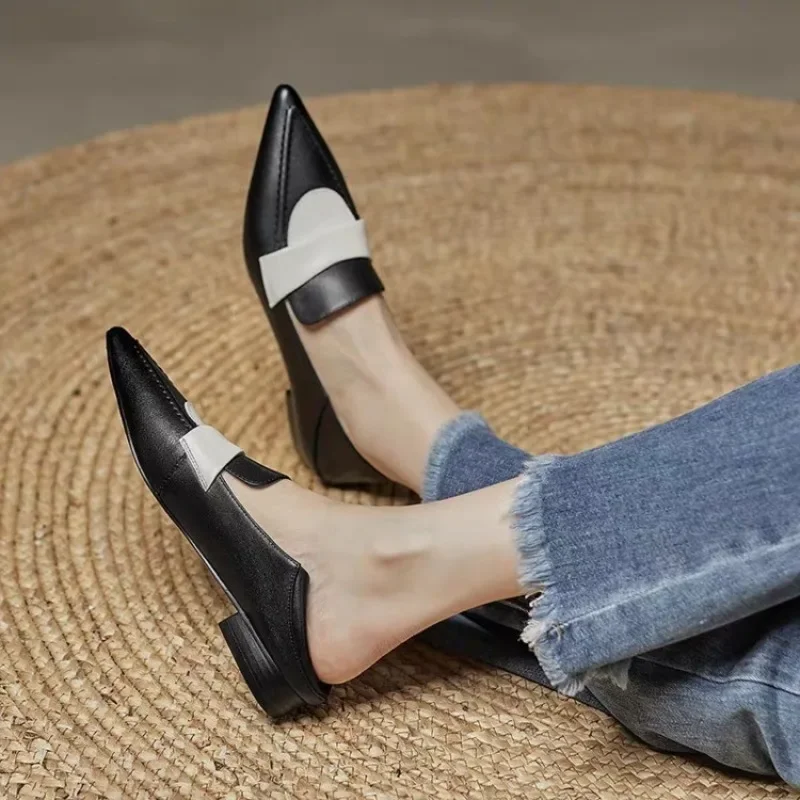 Women Flat Shoes  Pointed Toe  Low-heeled Loafers Fashion Designer Trendy New Soft-soled Elegant Dress High-heeled Shoes 4