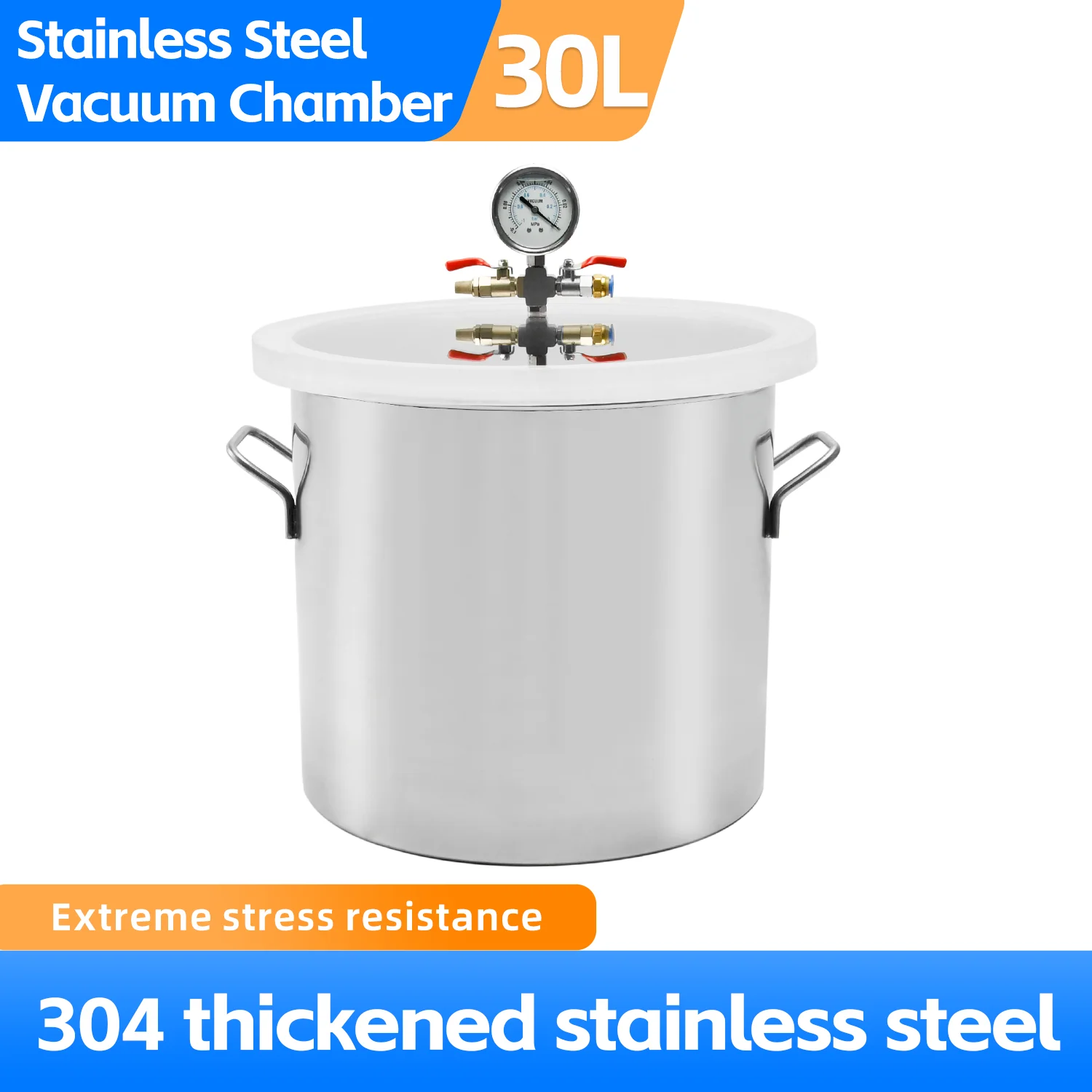 

30L Vacuum Degassing Chamber Kit Acrylic Lid Stainless Steel Vacuum Chamber for Stabilizing Wood Degassing Silicones Epoxies