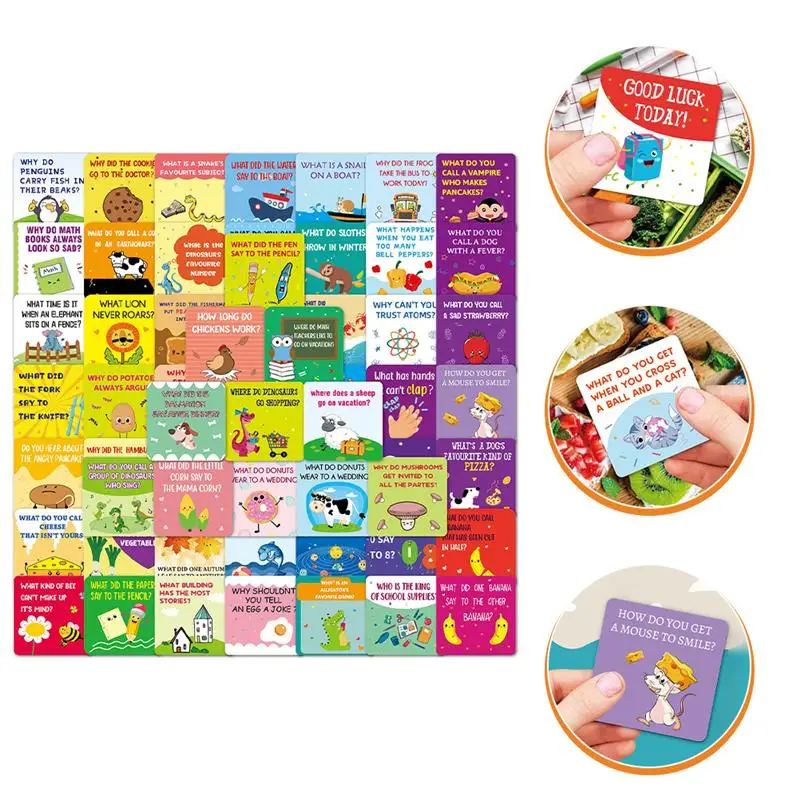 60 Lunchbox-Witze Für Kinder – Niedliche Karten Mit Motiven, 8,9x8,9 Cm, Motivierend & Lustig
