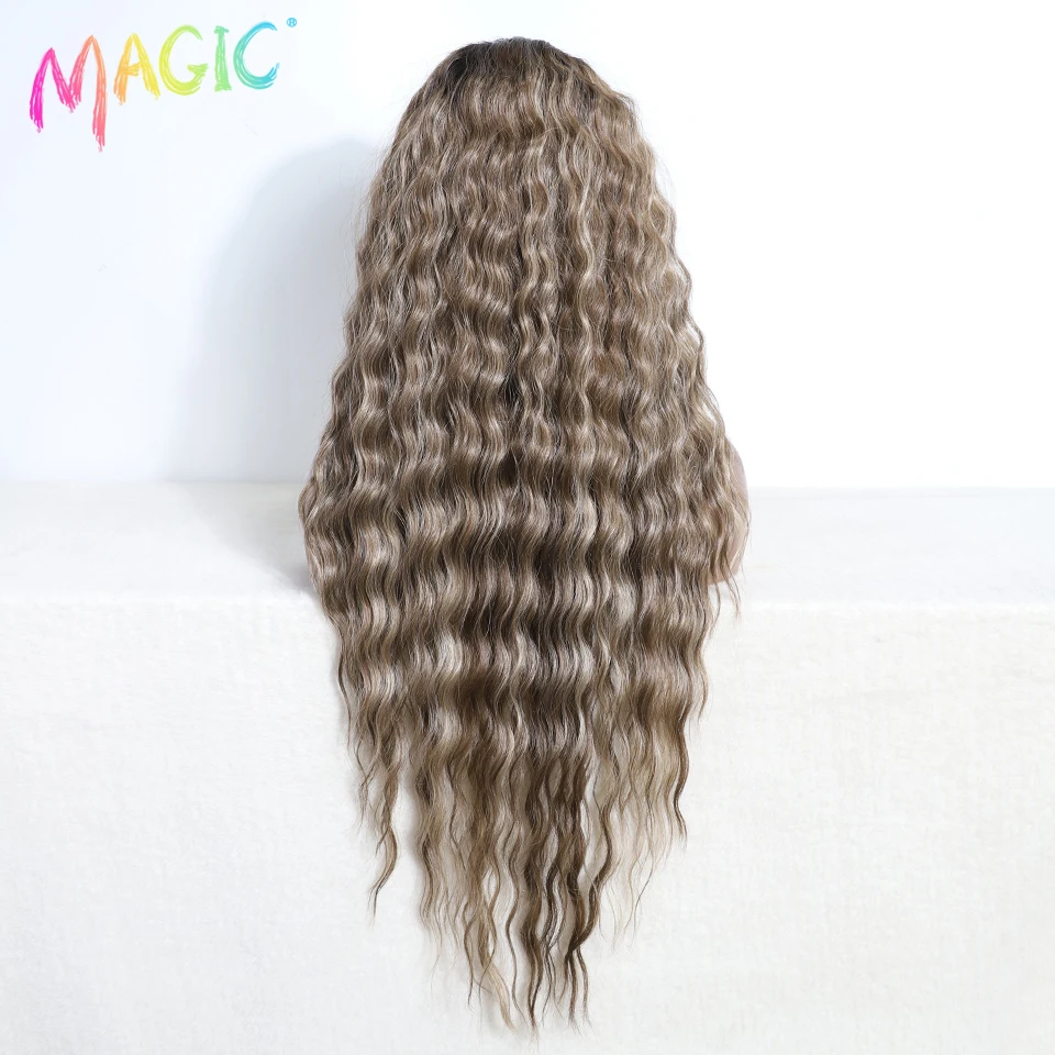 Magic Lace Front Wigs For Women 30" White Wig Body Wave Wig Blonde curly Highlight Cosplay Wigs Synthetic Lace Front