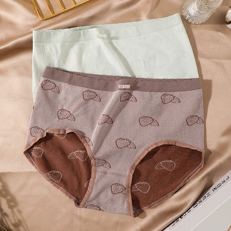 Japanese Style Large Size Version Fat Mm 150.00Kg Strawberry Jacquard Ebay Foreign Trade Women'S Briefs Antibacterial Mid-Waist