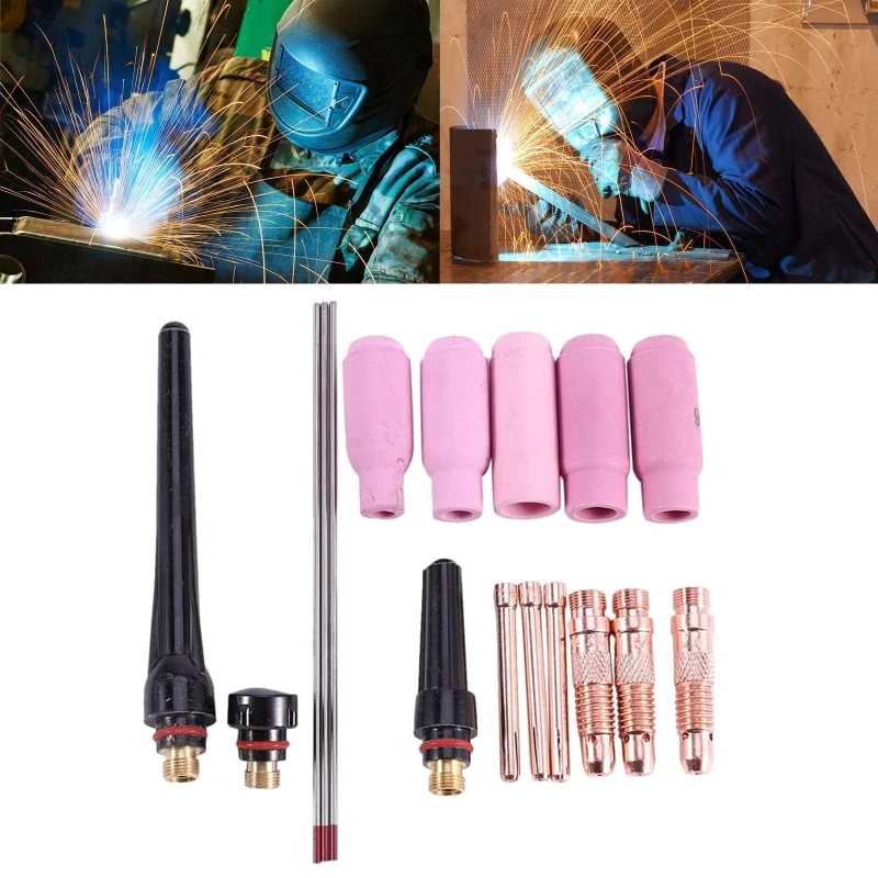 Upgraded Welding Welder Torch Kit Accessories Argon Arc Welding Parts Kit Compact Size Used for 17/18/26 Tig Welding 2
