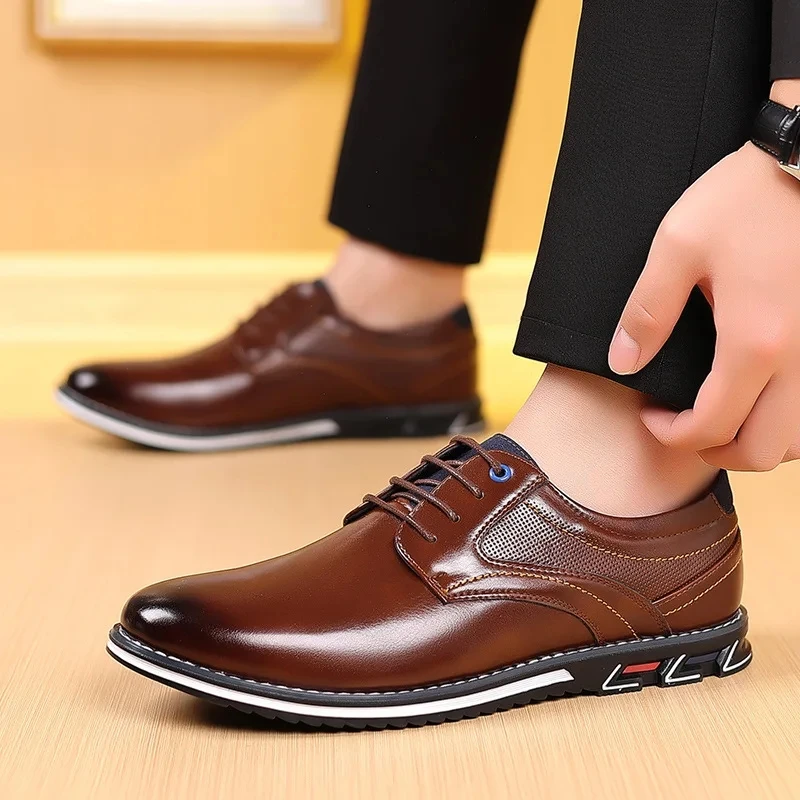 Men's Luxury Leather Shoes Business Brand Casual Soft Flat Business Footwear Breathable Loafers Comfort Top Grade Fashion 2024