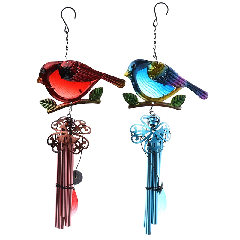 1pcs Wind Chimes Portable Metal Glass Decor Wind Chimes Cute Bird Hanging Bells