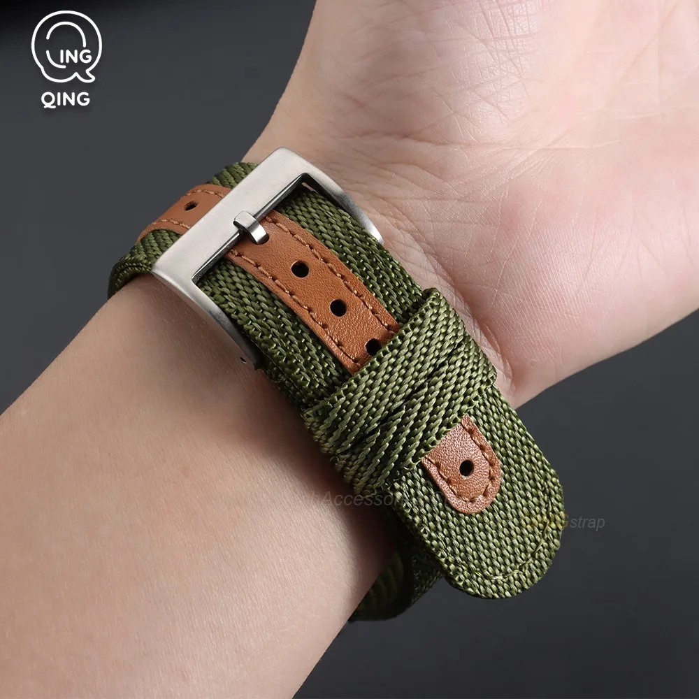 Enhanced Product Title: Durable Nylon Military Sport Watch Strap - Breathable & Soft Wristband