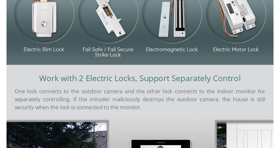 Scdb9532f4538477489b5d9e0f82ebc43P HOMSECUR 7" 4 Wire Tuya WIFI HD Video Doorphone Entry Intercom Password/Card Doorbell Camera Monitoring Recording Snapshot