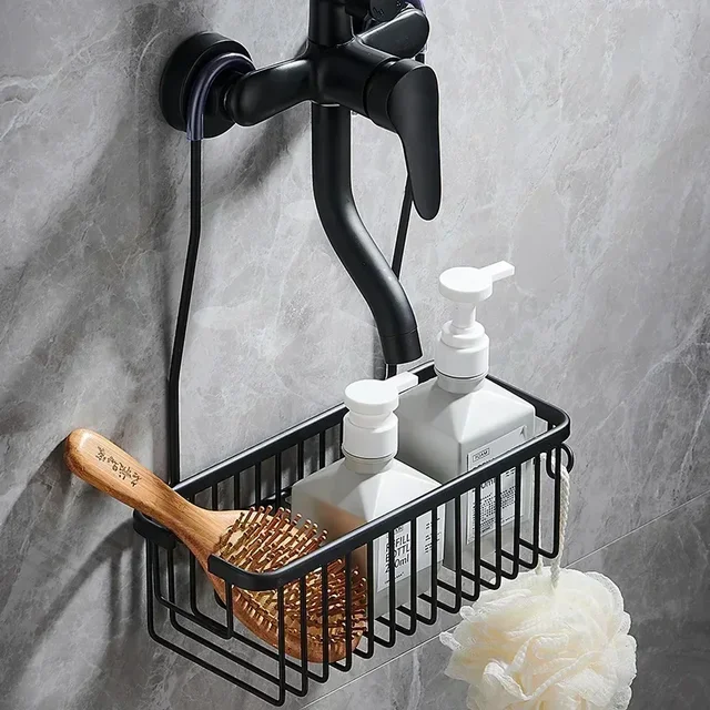 Comodo portaoggetti per WC, senza installazione di foratura, cestino portaoggetti per bagno, per doccia e prodotti da bagno 1