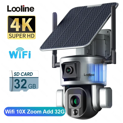 UHD 4K 8MP 태양열 카메라 야외 4G/Wifi 카메라, 방수 등급 IP66 휴머노이드 보안 추적 카메라 PTZ 감시 CCTV 캠 8