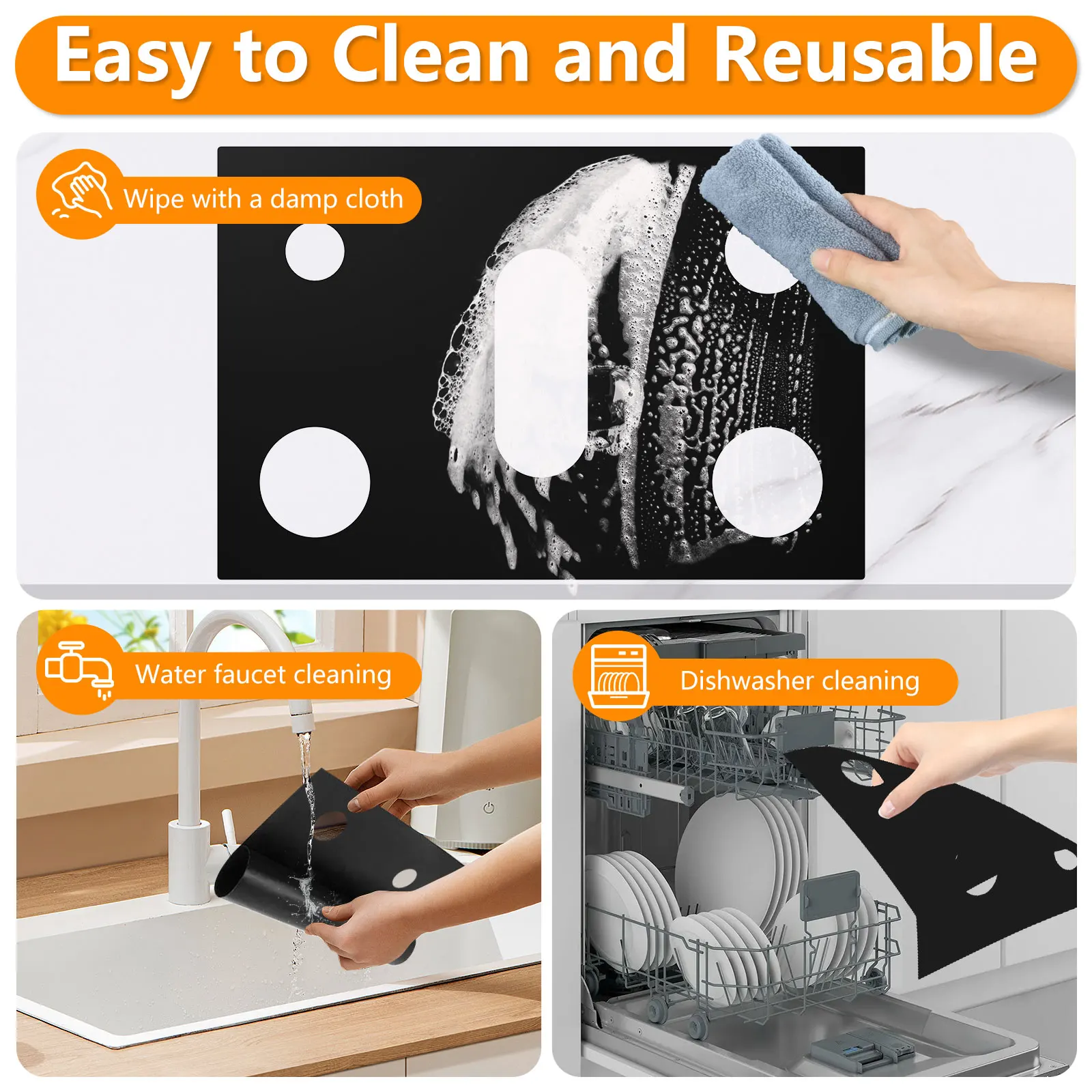 Stove Protector Cover Washable Stove Burner Covers Durable Cleaning Pad Set Silicone Stove Counter Gap Cover for Kitchen Cooking