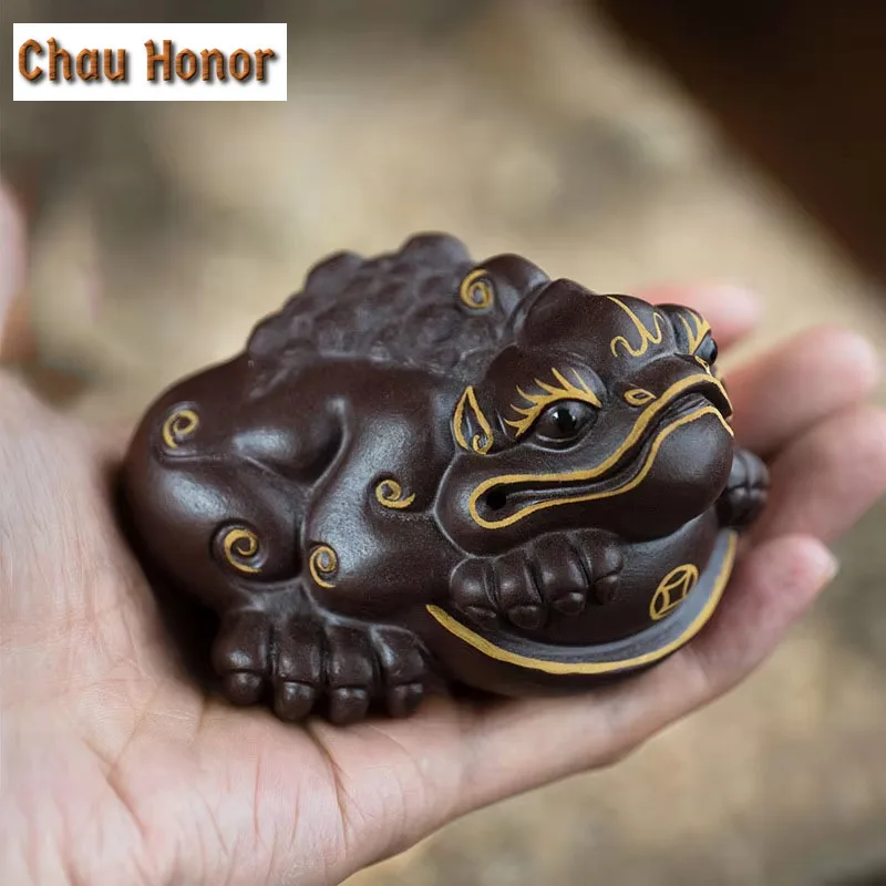 Yixing Purple Clay Sculpture Tea Pet Lucky Fortune Animal Model Statue Ornaments Tea Figurine Crafts Chinese Tea Set Decoration