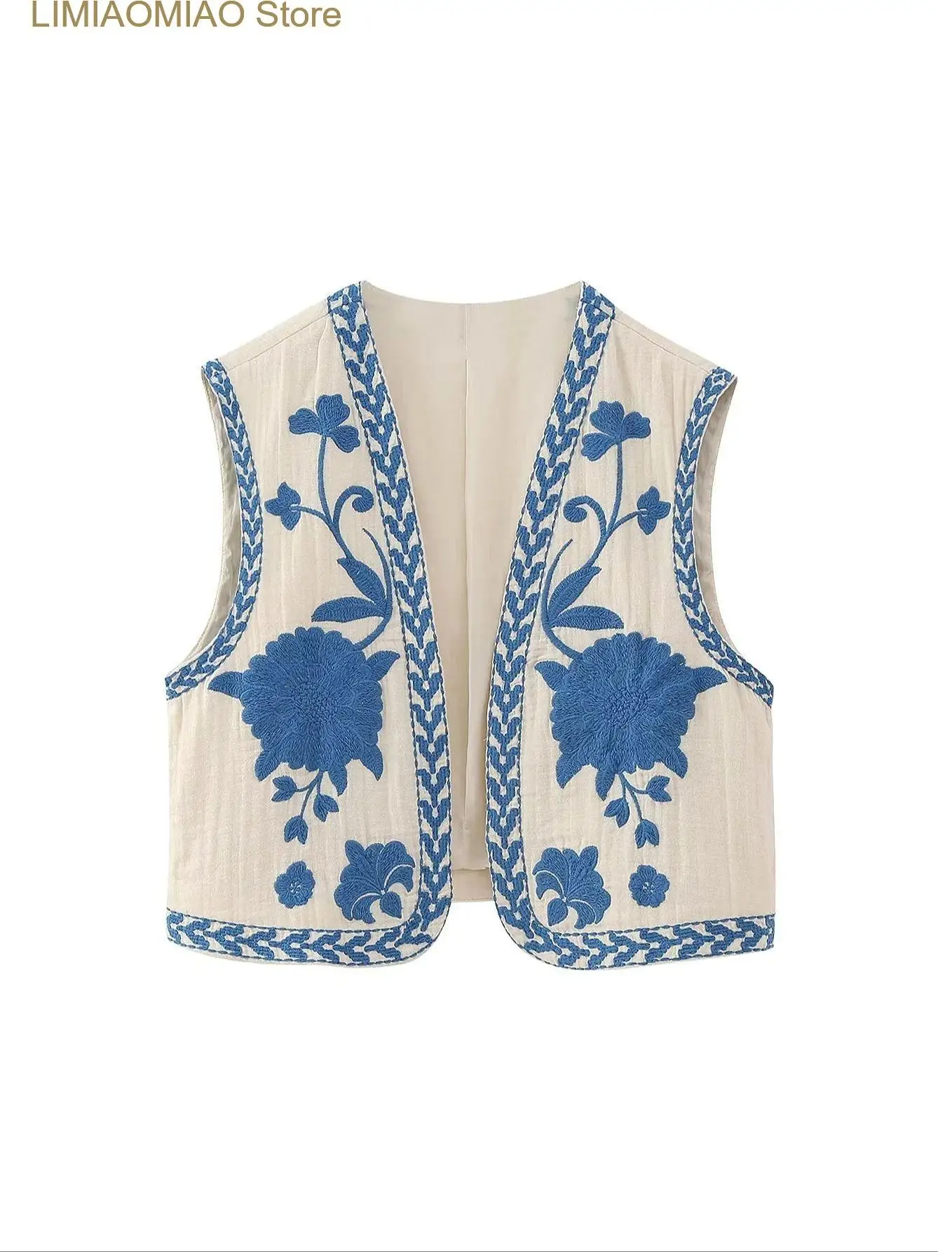 New Flower Embroidery Vest Vintage V Neck Sleeveless Cardigan Female Summer Spring Boho Loose Vests Ladies Casual Tops
