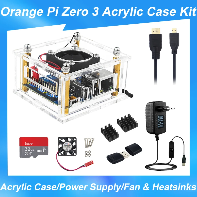 Transparent Acrylic Cooling Case with Optional Fan and Heatsink for Efficient Passive Cooling