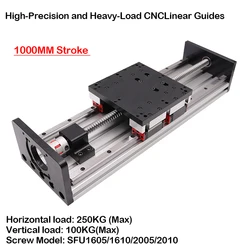 1000MM 1M Stroke Heavy Load 20MM Double Guide Two Rail 4PCS Slider Sliding Table Platform Linear module Ballscrew XYZ CNC Router
