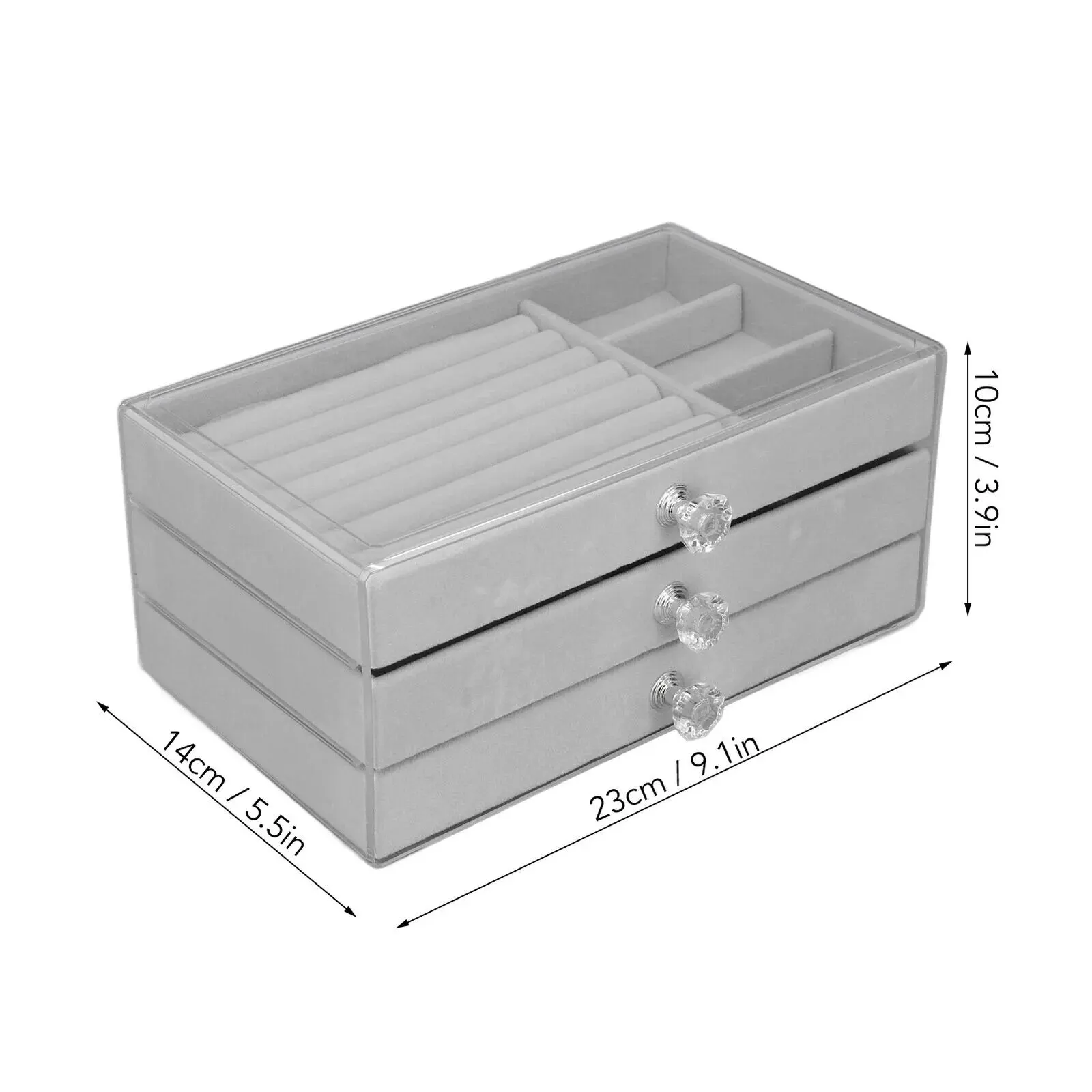 Scdb99f3d83f14101a2c40e87f51748ae9 Acrylic Jewelry Organizer Box 3 Drawers Clear Jewelry Storage Box For Earrings Bracelet Necklace Ring Watch Holder Velvet Box