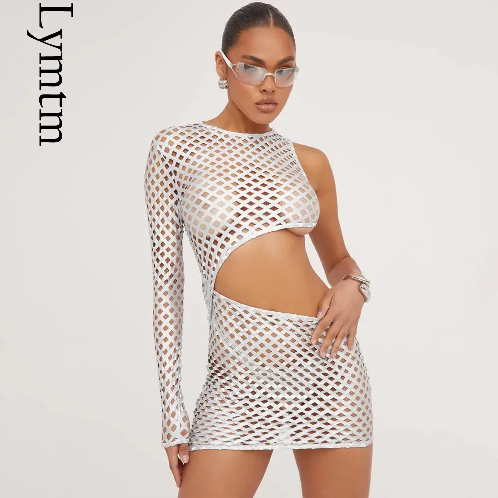 

Women's 2023 Autumn New Sexy Spicy Girl Fashion Hollow out Perspective Metal Wire Dress