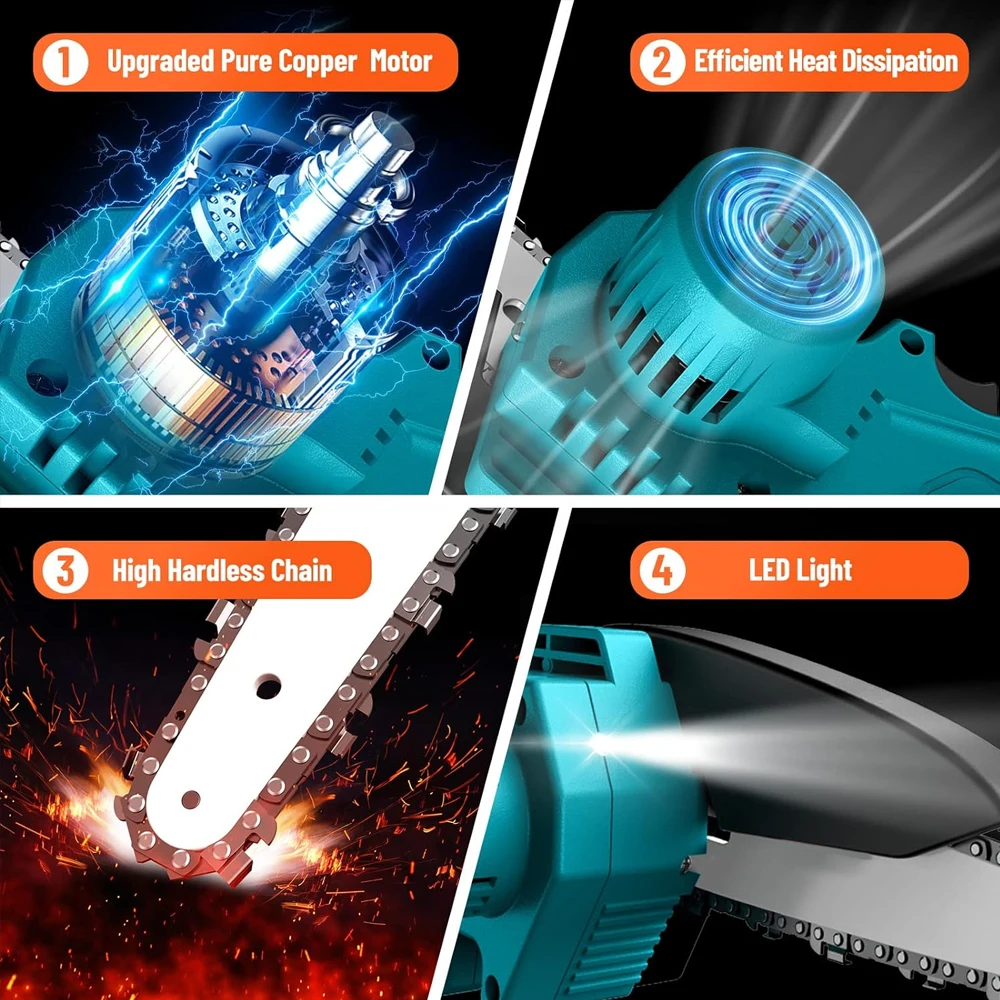 Koopa Tool 6-inch 18/21V Mini Chainsaw Cordless,Handheld Electric Power Chain Saw with Auto Oiler-System for Tree Trimming 6