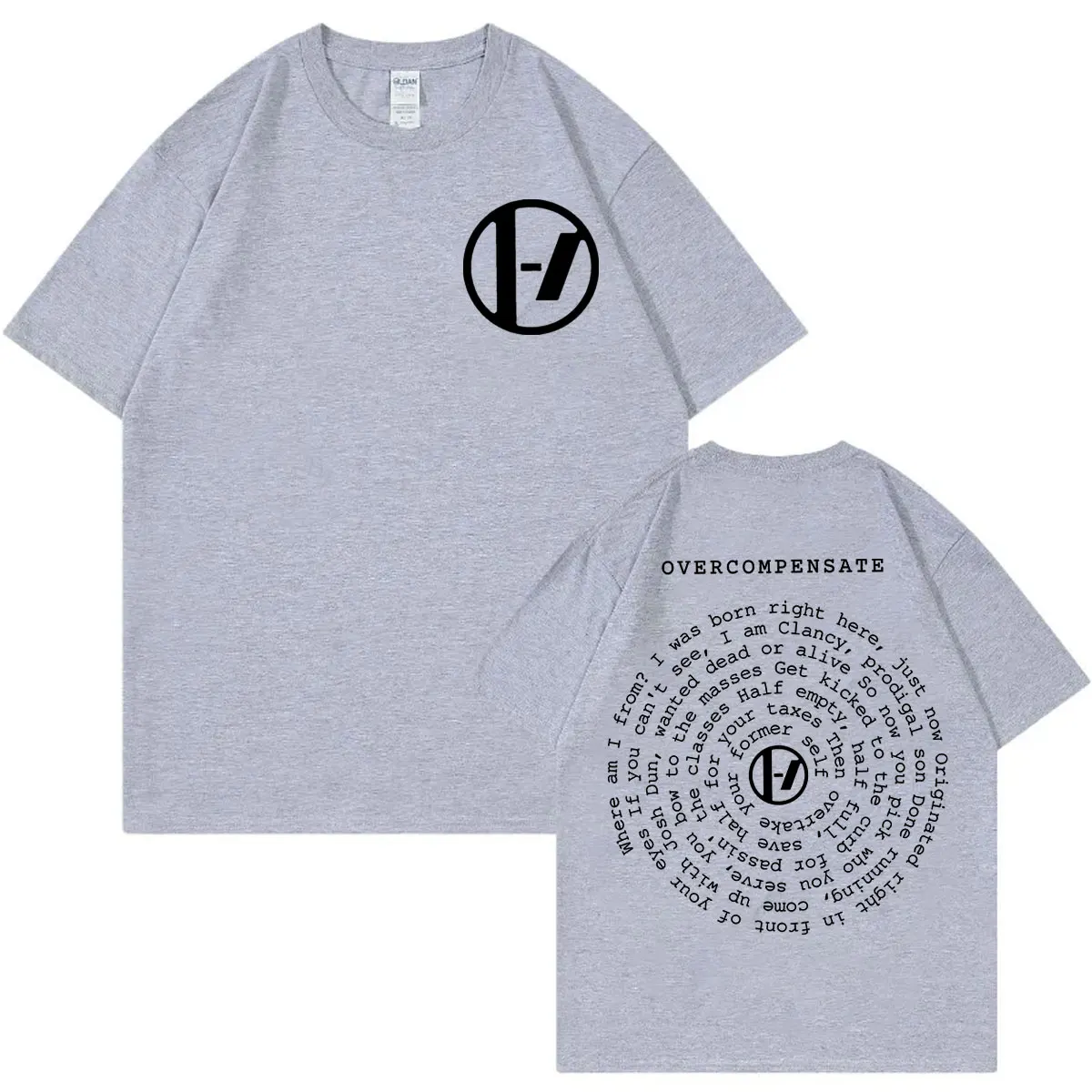 Twenty One Pilots Overcompensate Lyric Print T-shirt The Clancy World Tour 2024 T-shirts Men Women Fashion Rock Hip Hop T Shirts 4