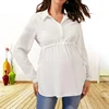 Women's V-Neck Long Sleeves Comfortable Maternity Top, Casual Fashion Shirt, Pure Color, Spring, Summer 4