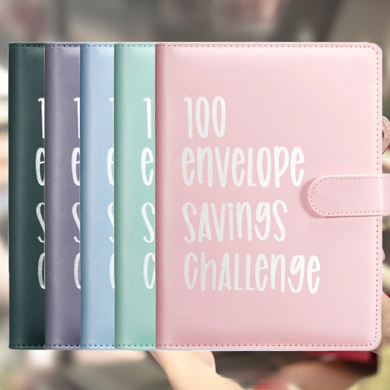PU Leather Loose-leaf Journal Notebook 100 Day Couple's Challenge Savings Book Magnetic Buckle Save Money Book Make Money Books leather notebook student notebook bullet journal notebook guided journal