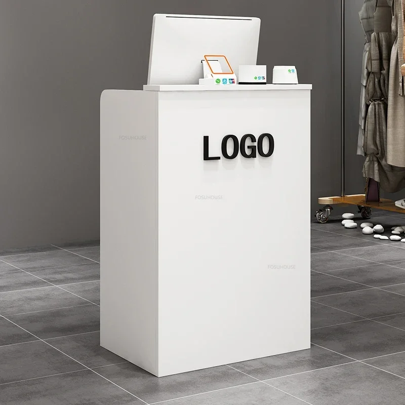 Beauty Salon Wooden Reception Desks Nordic Cashier Counter with Drawer Simple Shop Bar Small Front Desk Italian Office Furniture