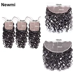 Newmi Water Wave Closure Human Hair 4x4 5x5 6x6 Lace Closure Water Wave 13x4 13x6 Lace Frontal Extensions Pre Plucked