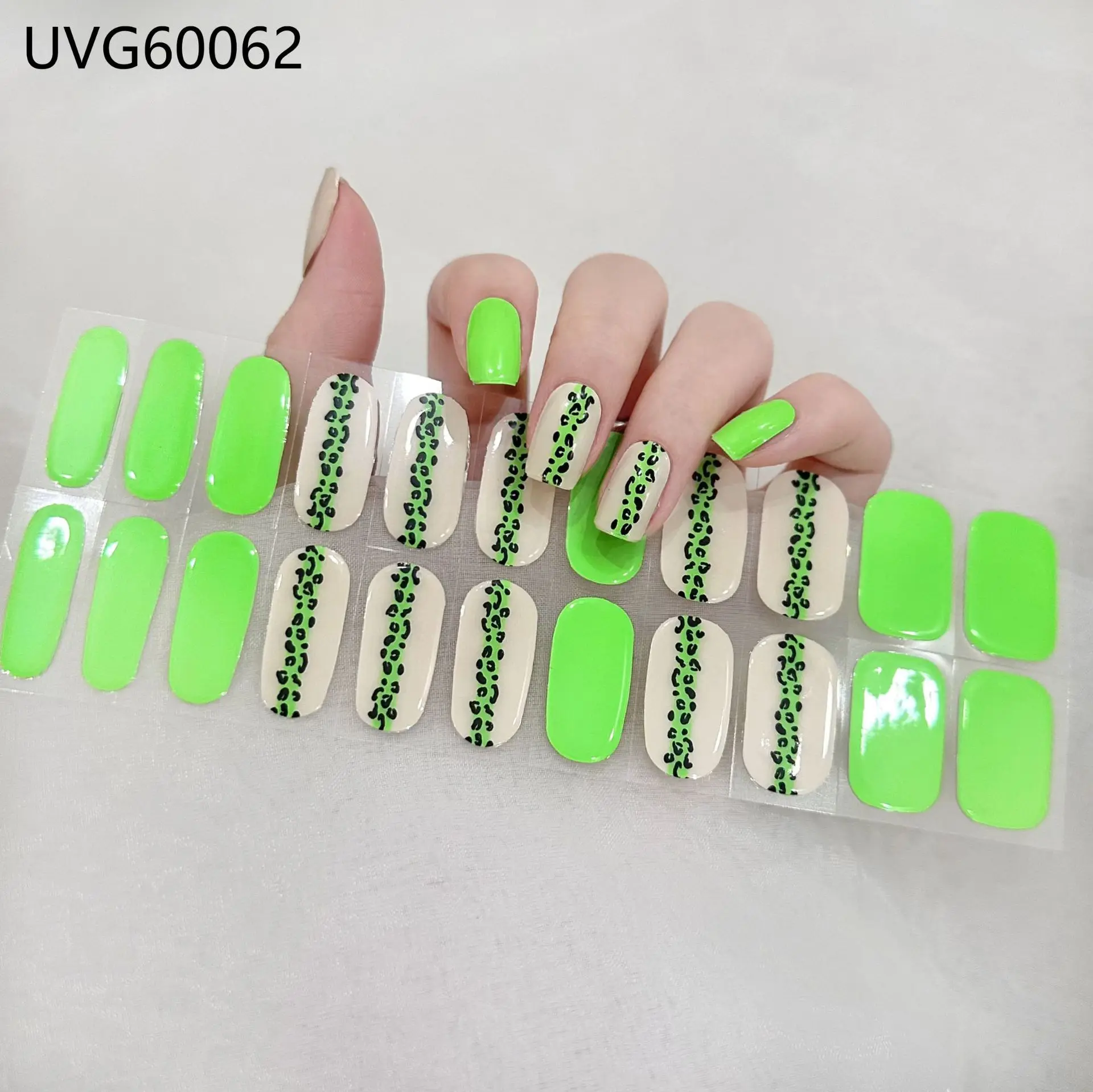 Neue Halbgehärtete Leopardenmuster-Nagelfolien, Glitzer-Gel, Langanhaltend, Umweltfreundlich, UV-Lampe Erforderlich, Nagelaufkleber, Harte Fingernagel-Sticker – Detail 15