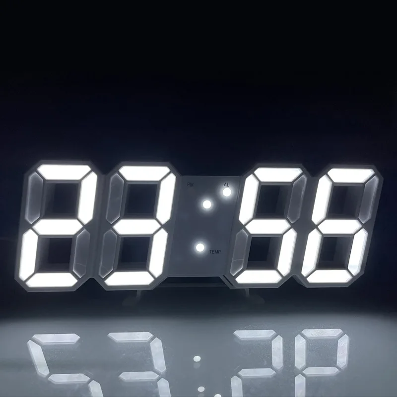 LED Digital Clock 3D Luminous Fashion Wall Clock Multifunctional Creative USB Plug in Electronic Home Decoration