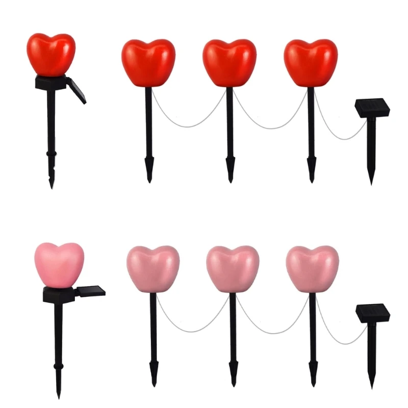 

Y1UU Outdoor Lamp Waterproof Lawn Lamp Heart Shaped Solar Lamp Plastic Material