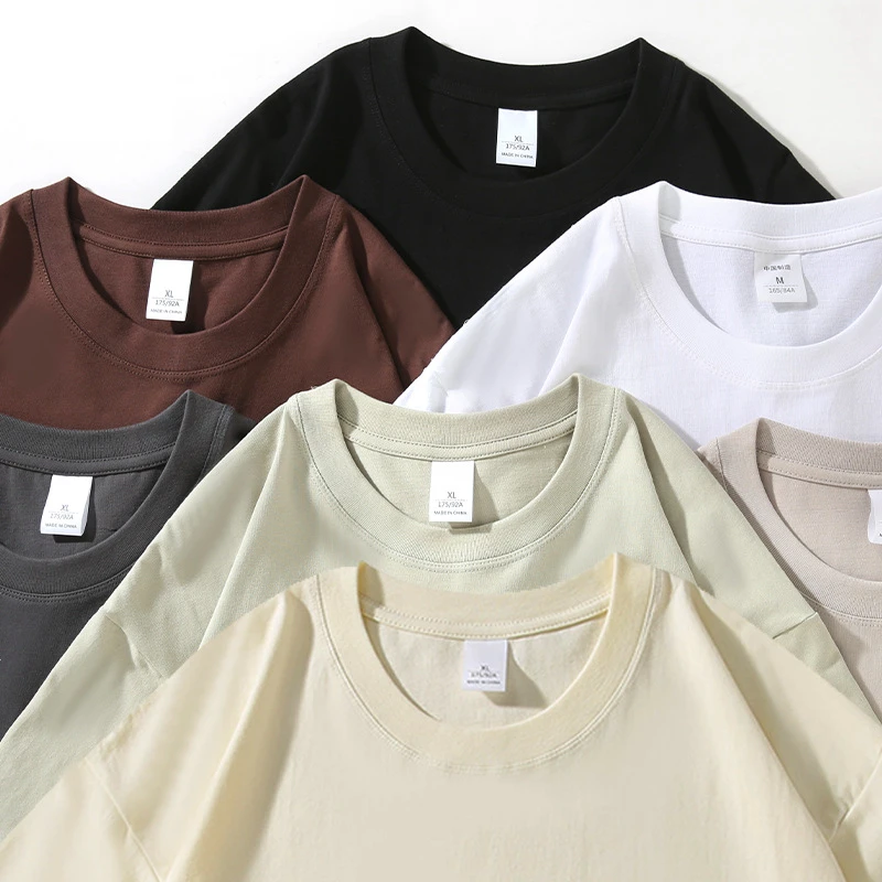 T-shirt oversize da uomo in cotone, girocollo, a maniche