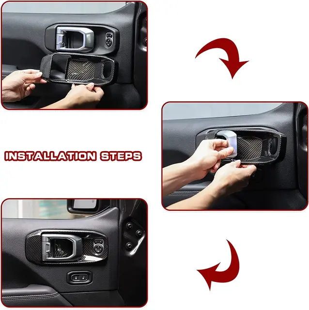 지프 랭글러 및 글래디에이터를 위한 세련된 차량 내부 문짝 핸들 볼 장식 커버 트림 스티커