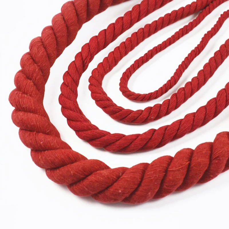 Red Braided Twisted Cotton Cord for DIY Crafts and Accessories – Multiple Lengths and Thickness Options