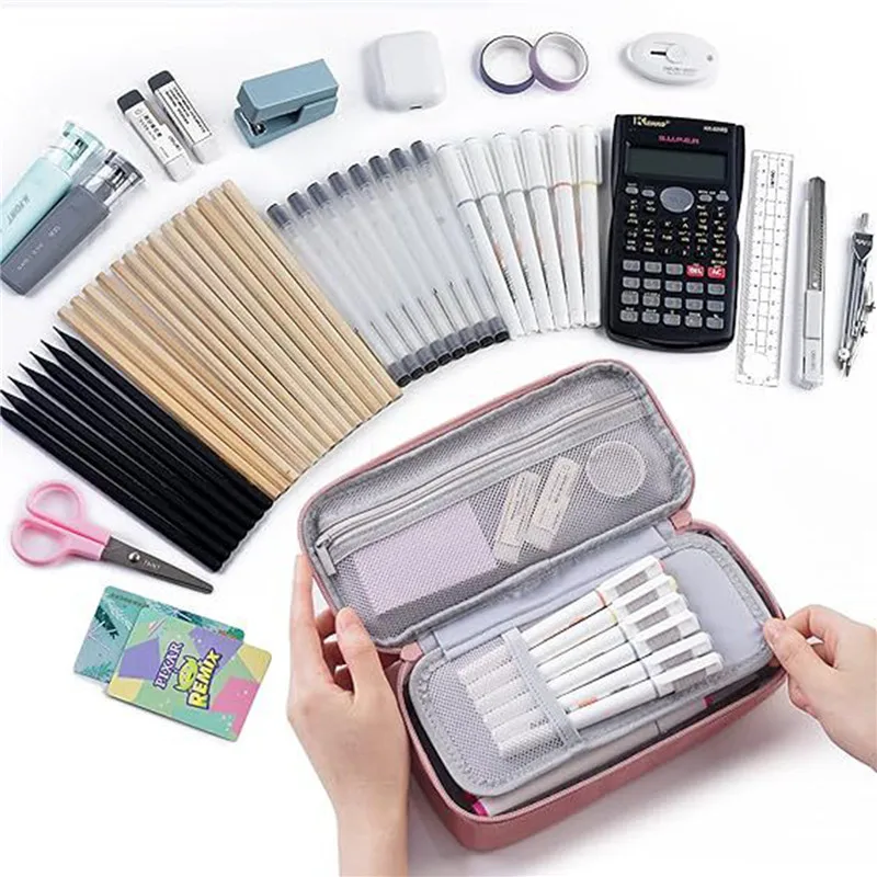 Pen Storage Bag Pen Storage Bag Pencil Case 1/2 Layer Large Capacity Cosmetic High Quality Study Supplies Simple Student Stationary Boxes