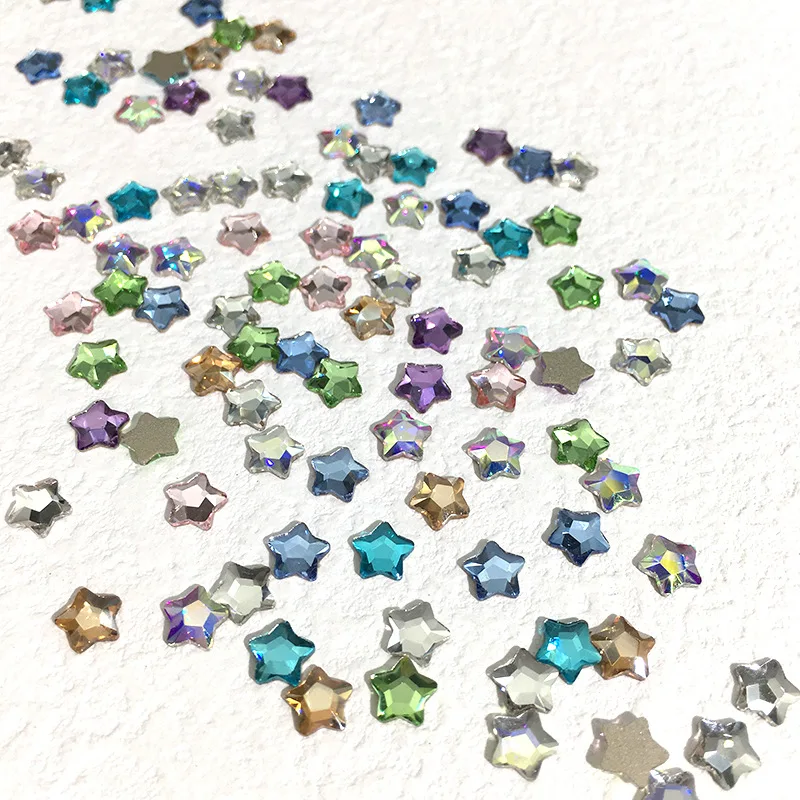 

Hot sale Fashion Star 50Pcs 4mm Nail Art Rhinestones Florescent Flatback Fancy Crystal stones For 3D Nail art decoration