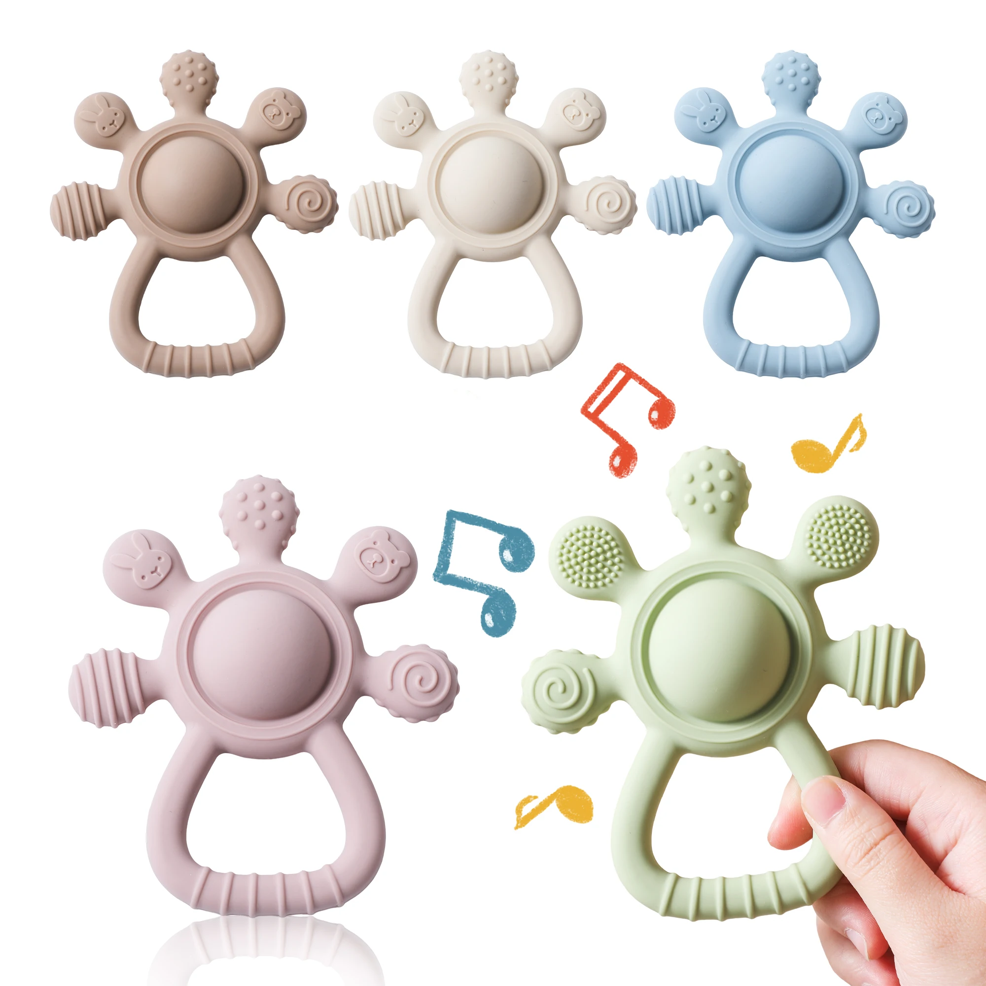 BPA-Free Silicone Baby Teething Rattle 1