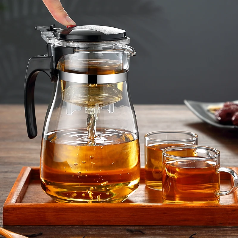 HMLOVE Heat Resistant Glass Teapot Puer Kettle Tea Infuser Chinese Kung Fu Teawear Set High Borosilicate Thickening Heatable Pot glass teapot glass tea pot tea pot
