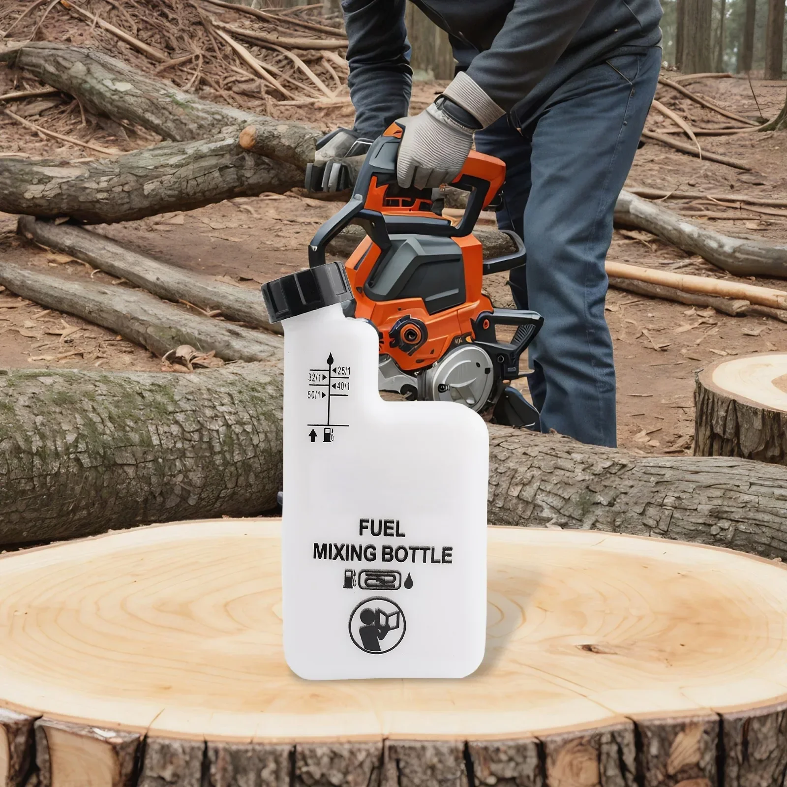 1 Liter 2-Stroke Fuel Mixing Bottle For Chainsaws, Trimmers & Outdoor Power Tools - Easy Oil/Gas Mix Storage