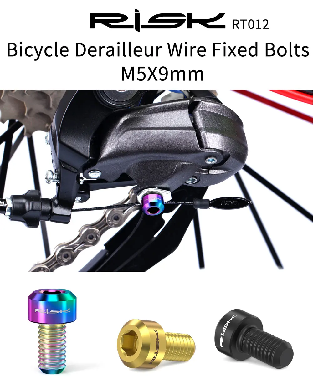 RISIKO 2PCS M5x9 mm Fahrrad Vorne Hinten Schaltwerk Draht Innenleitung Fix Presse Bolzen Titan Legierung MTB Mountainbike kabel Linie Bolzen – Detail 1