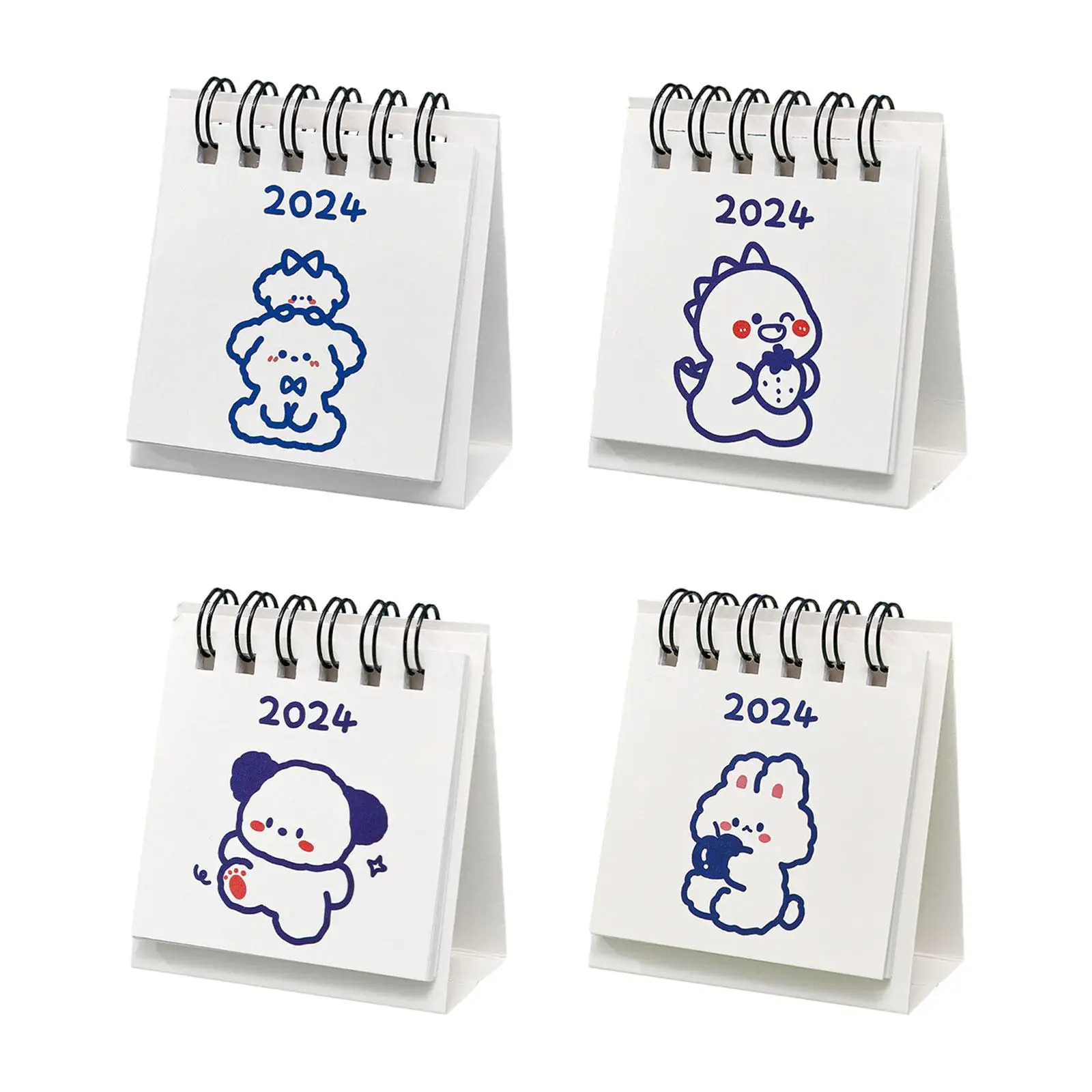 

2024 Desk Calendar Simple Planner Twin Wire Binding Stand up Desk Calendar Cute Desktop Calendar for Household Home Office Desk