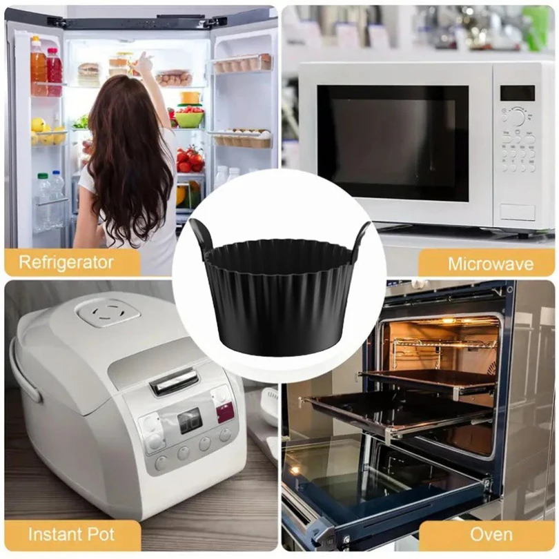 1/3/6PCS Air Fryer Egg Poacher Cups Cake Muffins Cupcakes Moulds Silicone Basket Baking Custard Pie Desserts Egg Poaching Maker